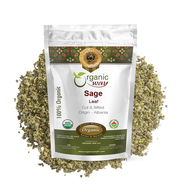 Sage Leaf Cut & Sifted (Salvia officinalis) | Herbal Tea - European Wild-Harvest | Kosher Certified | Raw, Non GMO & Gluten Free | USDA Certified | Origin - Albania