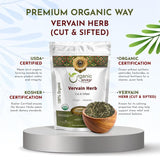 Organic Way Vervain Herb (Verbena officinalis) Cut and sifted | Herbal Tea | Non-GMO & Gluten Free | Resealable Bag | Raw from Albania