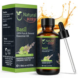 Basil Essential Oil for Diffusers | Natural Aroma Oil for Home Fragrance, Humidifier & DIY Candle Making, Long Lasting Scent for Office, Bedroom & Soothing Scent 4 Fl Oz (120 mL)