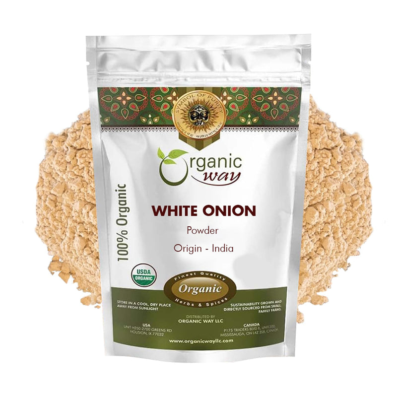 Organic Way White Onion Powder | USDA & Kosher Certified | Origin India (1/8 lbs - 8 Oz)