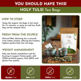 Holy Basil, Tulsi Pyramid Tea Bags | Herbal Blend for Natural Cleansing & Balanced Lifestyle | Herbal Slimming Pyramid Tea Bags | Caffeine Free 100% Natural Ingredients | ECO Conscious Tea Bags