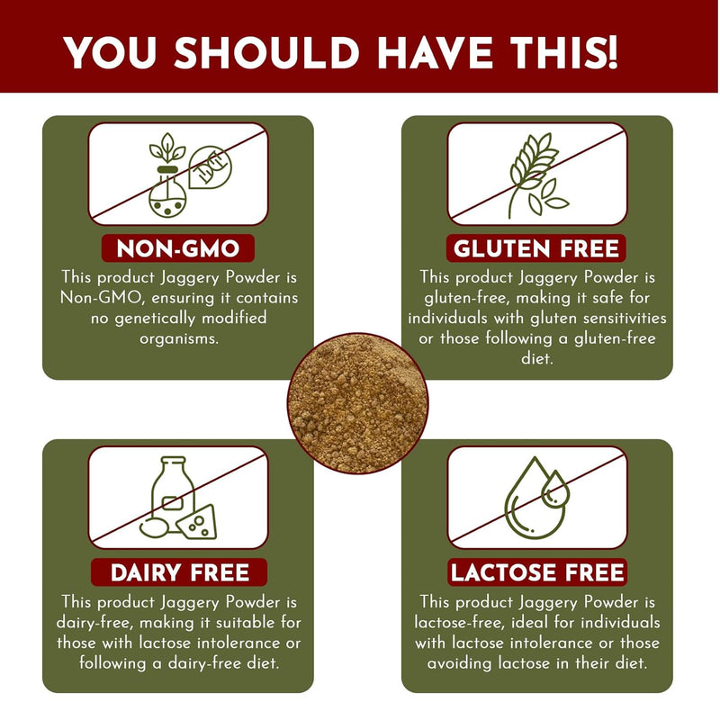 Jaggery Powder | European Wild-Harvest | Kosher Certified | Vegan, Non GMO & Gluten Free | USDA Certified | Origin - India