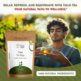 Holy Basil, Tulsi Pyramid Tea Bags | Herbal Blend for Natural Cleansing & Balanced Lifestyle | Herbal Slimming Pyramid Tea Bags | Caffeine Free 100% Natural Ingredients | ECO Conscious Tea Bags | 4.5 OZ (Pack of 50)