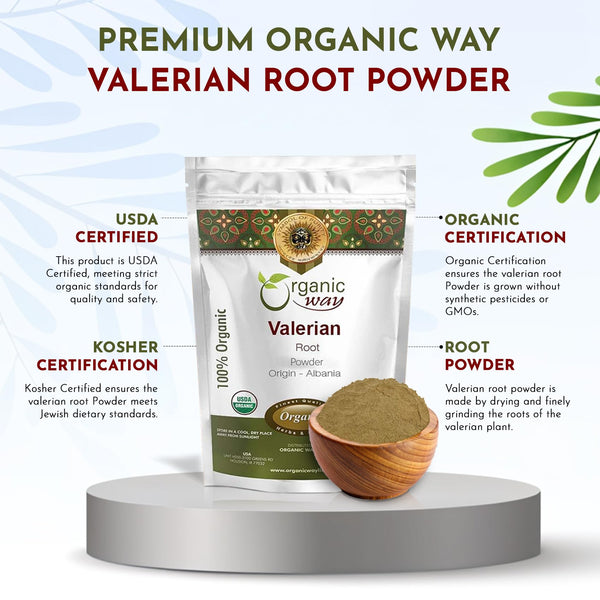 Valerian Root Powder | European Wild-Harvest |  Kosher Certified | Vegan, Non GMO & Gluten Free | USDA Certified | Origin - Albania