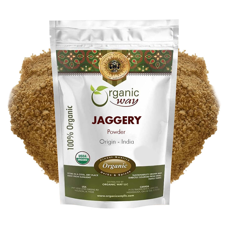 Organic Way Jaggery Powder | Organic & Kosher Certified | Origin - India (1/2lbs - 8 Oz)