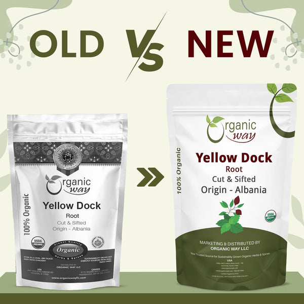 Yellow Dock Root Cut & Sifted (Rumex crispus) Herbal Tea - European Wild-Harvest | Kosher Certified | Vegan, Non GMO & Gluten Free | USDA Certified | Origin - Albania