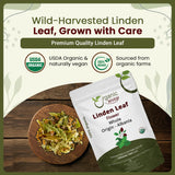 Linden Flower & Leaf Herbal Tea Blossom & Culinary Use | European Wild-Harvest | Kosher & USDA Certified | Vegan, Non-GMO & Gluten Free | 100% Raw from Albania