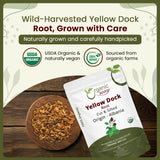Yellow Dock Root Cut & Sifted (Rumex crispus) Herbal Tea - European Wild-Harvest | Kosher Certified | Vegan, Non GMO & Gluten Free | USDA Certified | Origin - Albania