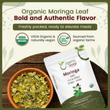 Moringa Leaf Cut and Sifted (Moringa Oleifera) - Herbal Tea - Immune and Energy Booster | Kosher Certified | Vegan | Non GMO & Gluten Free | USDA Certified | Origin - India