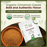 Premium Cinnamon Cassia Cut & Sifted (Cinnamomum cassia) - Adds Flavour & Aroma | Kosher Certified | Vegan, Non GMO & Gluten Free | USDA Certified | Origin - India