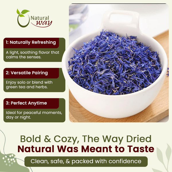 Natural Way Cornflower Blue Petals - Herbal Tea | European Wild-Harvest | Kosher & USDA Certified | Vegan, Non-GMO & Gluten Free | Raw from Albania