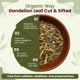 Dandelion Leaf (Taraxacum Officinale) Cut & Sifted - Herbal Tea | European Wild-Harvest | Kosher & USDA Certified | Vegan, Non-GMO & Gluten Free | 100% Raw from Albania