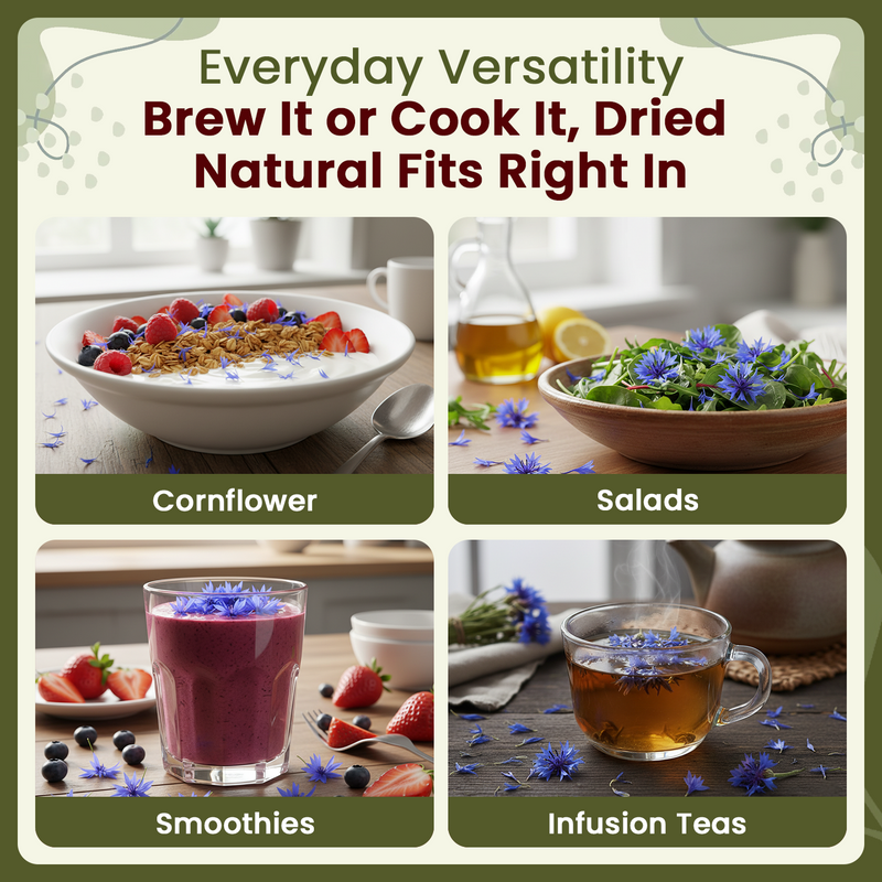 Natural Cornflower Blue Petals - Herbal Tea | European Wild-Harvest | Kosher & USDA Certified | Vegan, Non-GMO & Gluten Free | Raw from Albania