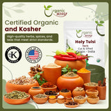 Holy Tulsi/Holy Basil Herb Cut & Sifted (Ocimum Tenuiflorum) - Pure Leaves | Kosher Certified | Raw, Vegan, Non GMO & Gluten Free | USDA Certified | Origin - India