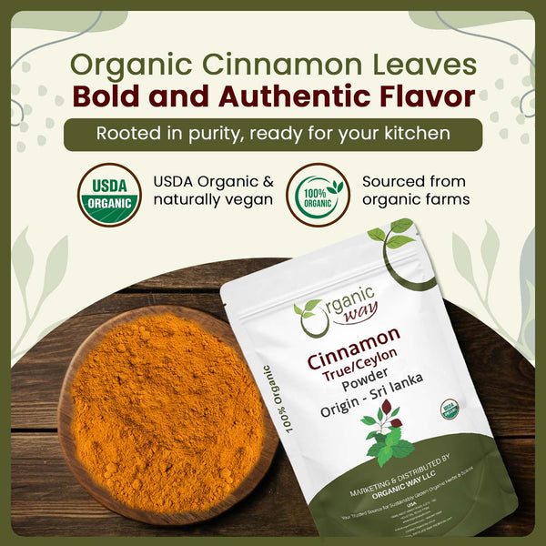 True Ceylon Cinnamon Powder | Kosher Certified | Raw, Vega, Non-GMO & Gluten Free | Freshly Grounded Premium Cinnamon | Resealable Bag | Origin-Sri Lanka