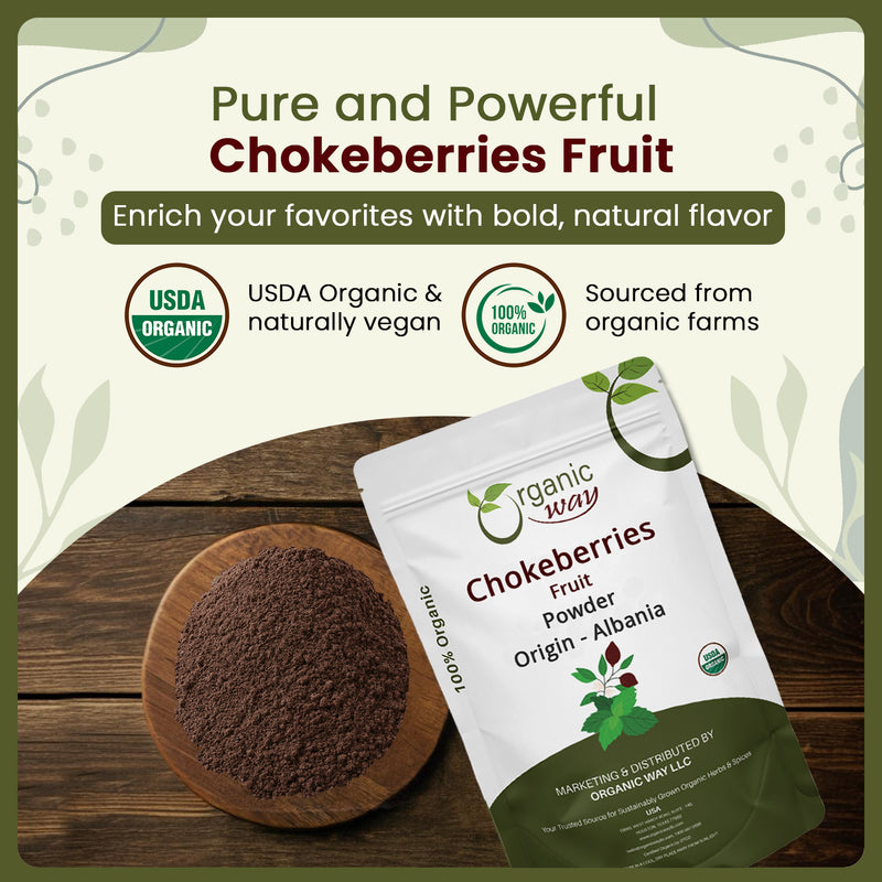 Chokeberries Fruit/Aronia Berry Powder - European Wild-Harvest | Kosher Certified | Non GMO & Gluten Free | USDA Certified | Origin - Albania