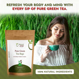 Pure Green Tea Bags | Caffeine-Free Pyramid Tea Bags,100% Natural Ingredients, ECO Conscious Packaging | Herbal Tea for Relaxation | Rich Flavor, and Sustainable Enjoyment
