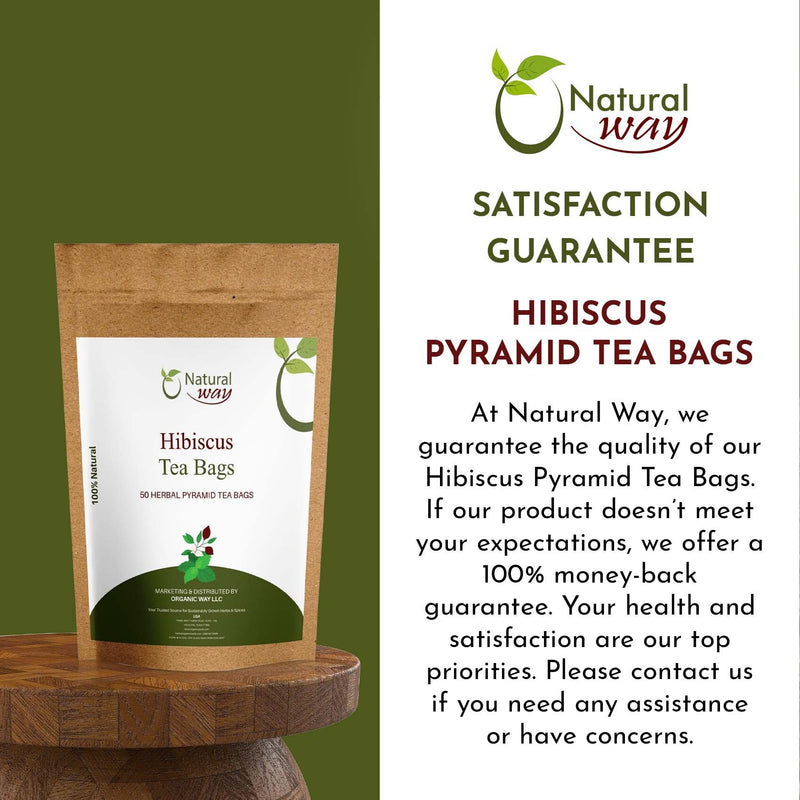 Pyramid Hibiscus Tea Bags | Herbal Blend for Natural Cleansing & Balanced Lifestyle | Herbal Slimming Pyramid Tea Bags | Caffeine Free 100% Natural Ingredients | ECO Conscious Tea Bags | 4.5 Oz (Pack of 50)