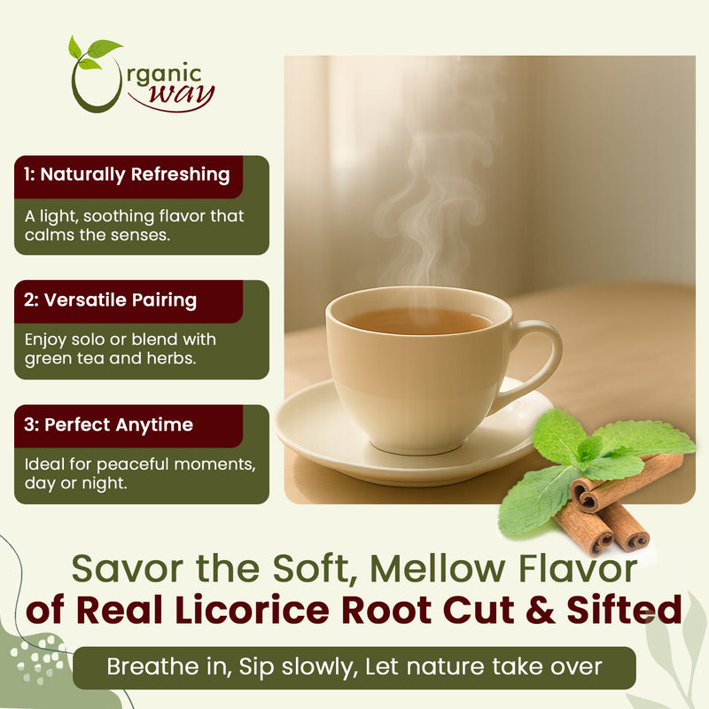 Licorice Root Cut & Sifted (Glycyrrhiza glabra) - Herbal Tea | Kosher & USDA Certified | Vegan, Non-GMO & Gluten Free | Resealable Bag | 100% Raw from India