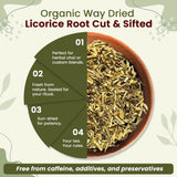 Licorice Root Cut & Sifted (Glycyrrhiza glabra) - Herbal Tea | Kosher & USDA Certified | Vegan, Non-GMO & Gluten Free | Resealable Bag | 100% Raw from India