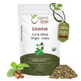Licorice Root Cut & Sifted (Glycyrrhiza glabra) - Herbal Tea | Kosher & USDA Certified | Vegan, Non-GMO & Gluten Free | Resealable Bag | 100% Raw from India