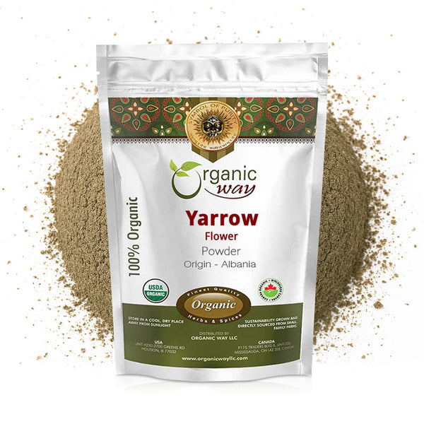 Yarrow Flower Powder (Achillea millefolium) - Herbal Tea | European Wild-Harvest | Kosher & USDA Certified | Vegan, Non-GMO & Gluten Free | 100% Raw from Albania