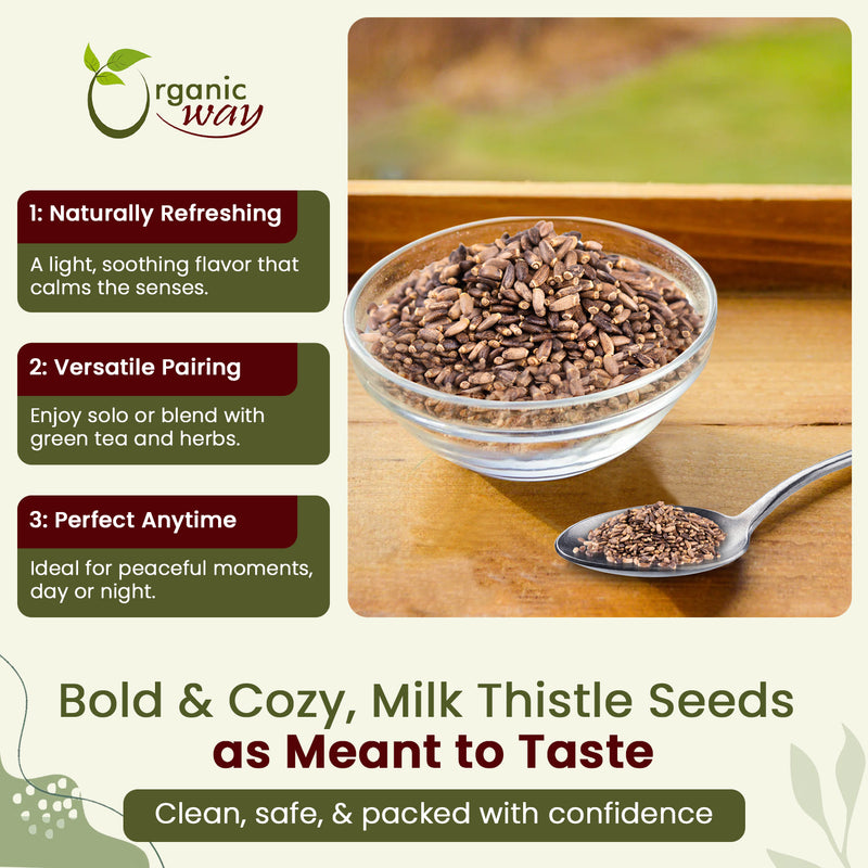 Organic Way Milk Thistle Seeds Powder (Silybum Marianum) | European Wild-Harvest | Organic & Kosher Certified | Vegan, Non GMO & Gluten Free | USDA Certified | Origin - Albania