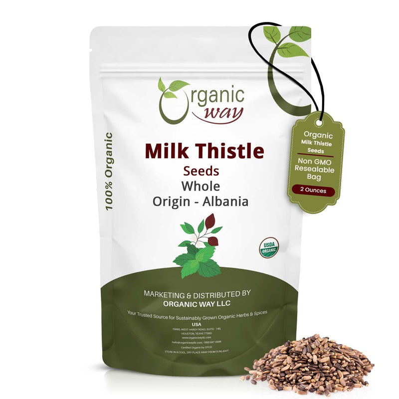 Organic Way Milk Thistle Seeds Powder (Silybum Marianum) | European Wild-Harvest | Organic & Kosher Certified | Vegan, Non GMO & Gluten Free | USDA Certified | Origin - Albania