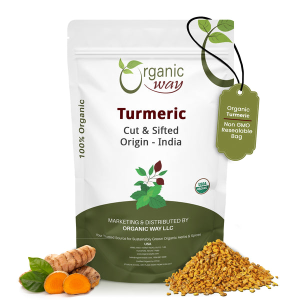 Turmeric/Haldi Root Cut & Sifted (Curcuma Longa) - Herbal Tea | Kosher & USDA Certified | Vegan, Non-GMO & Gluten Free | 100% Raw from India