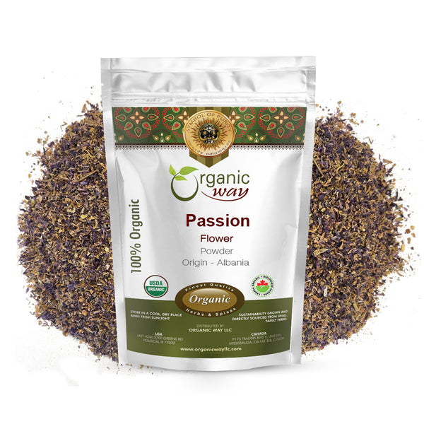Passion Flower Powder (Passiflora incarnata) - Herbal Tea | European Wild-Harvest | Kosher & USDA Certified | Vegan, Non-GMO & Gluten Free | Resealable Bag | 100% Raw from Albania