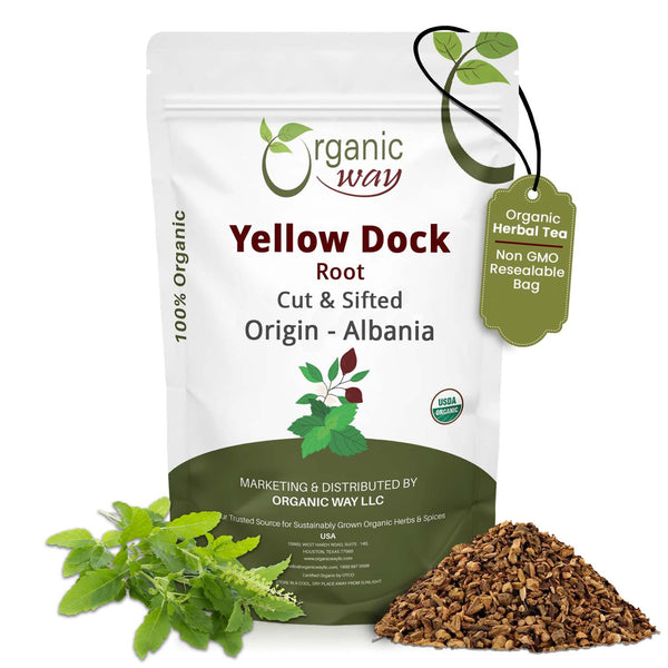 Yellow Dock Root Cut & Sifted (Rumex crispus) Herbal Tea - European Wild-Harvest | Kosher Certified | Vegan, Non GMO & Gluten Free | USDA Certified | Origin - Albania