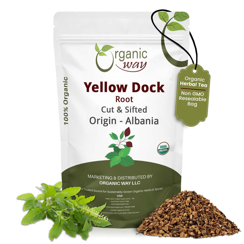 Yellow Dock Root Cut & Sifted (Rumex crispus) Herbal Tea - European Wild-Harvest | Kosher Certified | Vegan, Non GMO & Gluten Free | USDA Certified | Origin - Albania